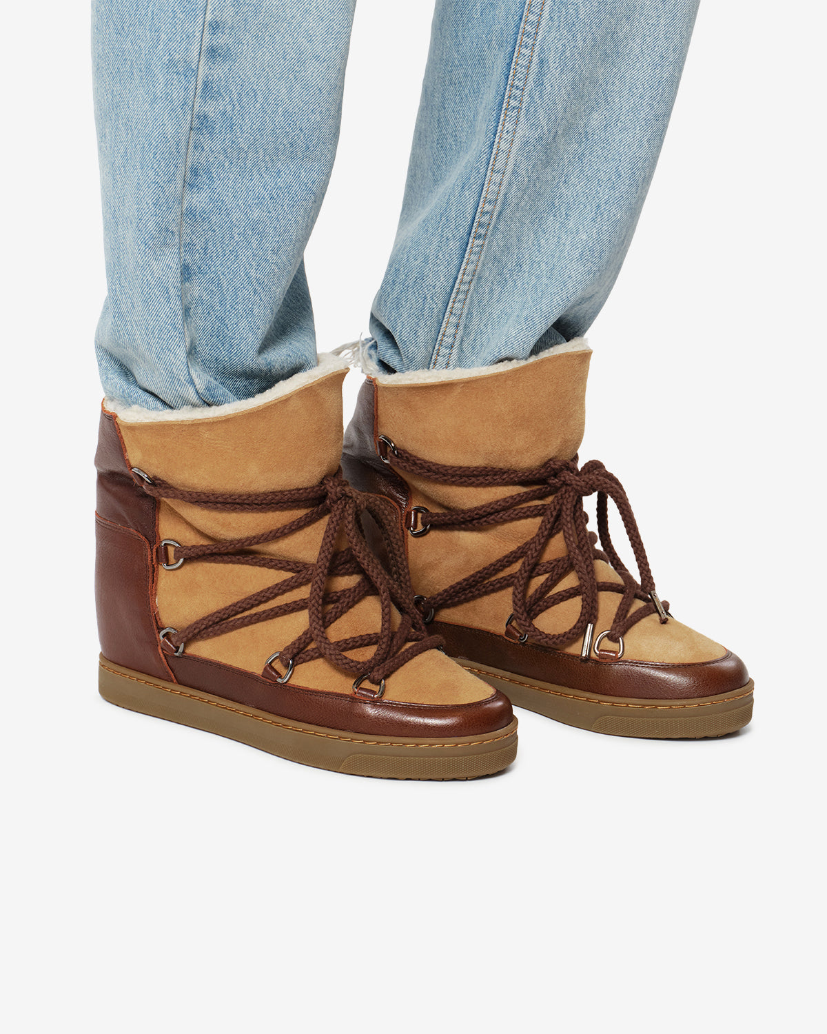 Isabel Marant Nowles bottines cuir marron shearling