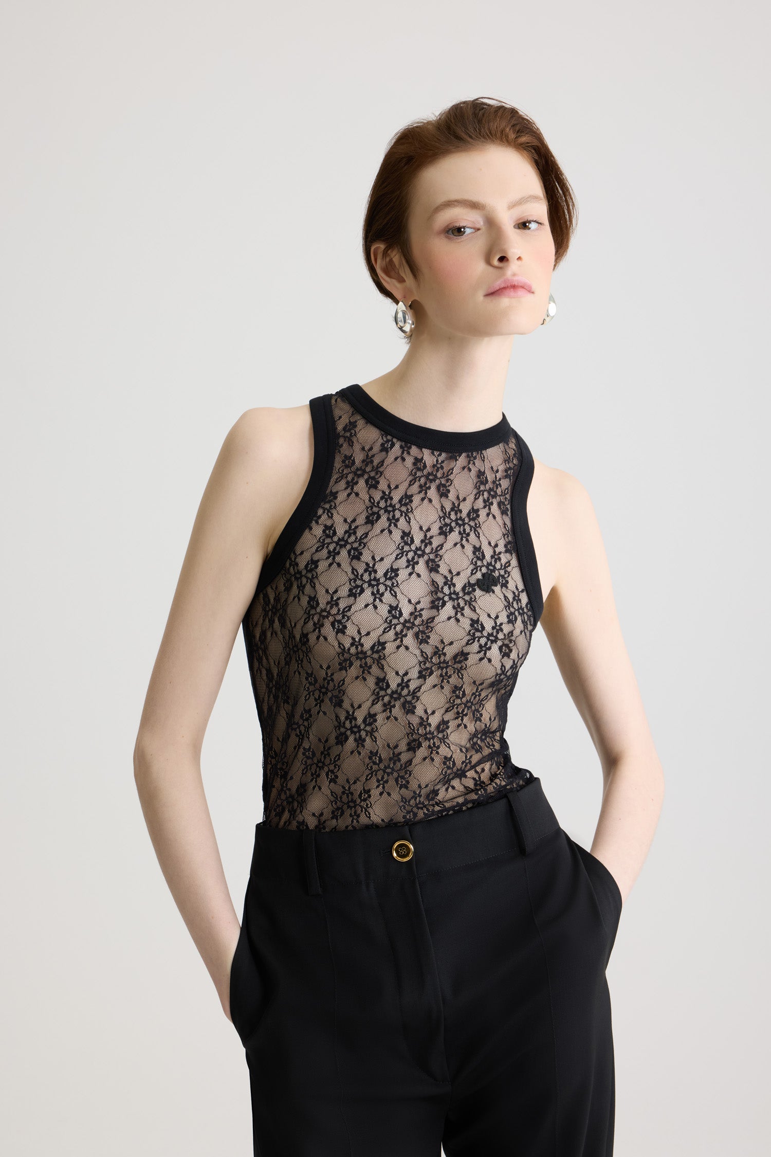 Patou JE175 débardeur dentelle noire XS-XL jersey