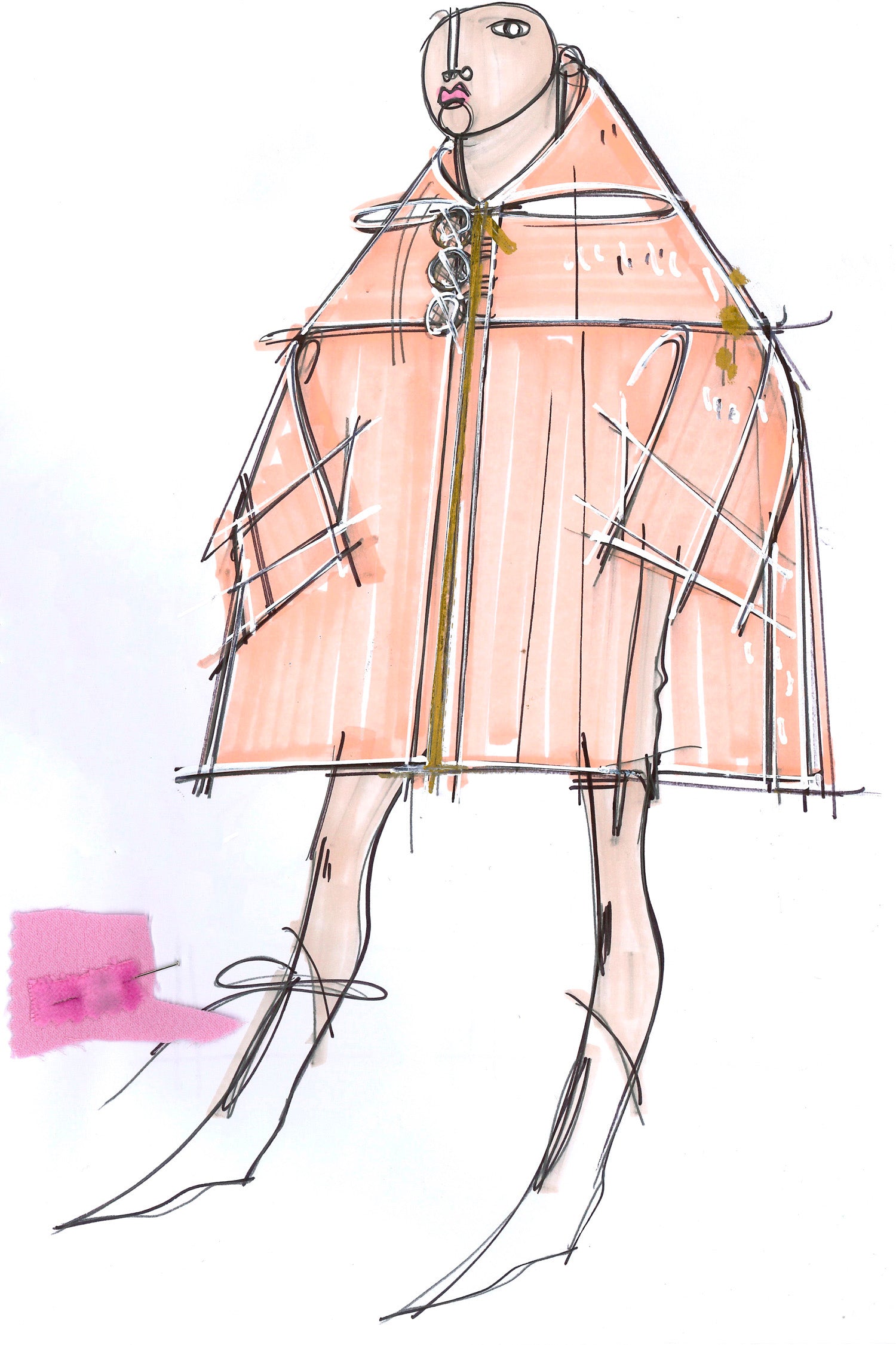 Patou Coats H20CO003 manteau laine peche oversize 36
