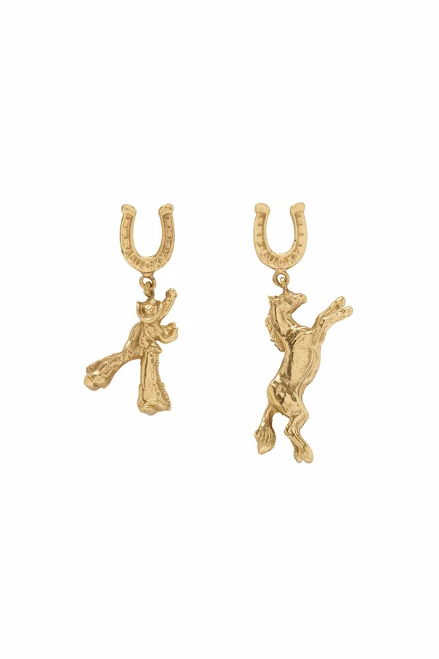 Alemäis Django Horse & Cowboy boucles d'oreilles doré asymétriques