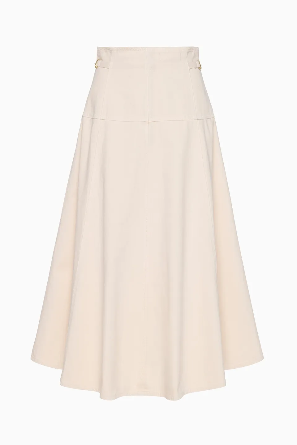 Ulla Johnson Denim Brigette Denim Midi Skirt Cowrie blanc coton
