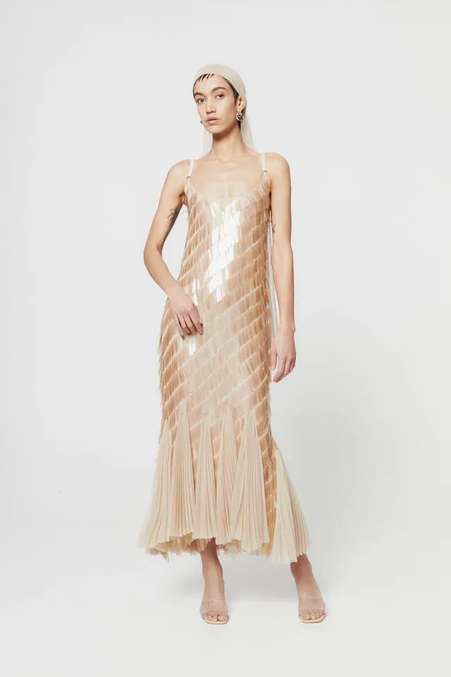 ATU Body Couture Comet robe midi nude sequins taille S