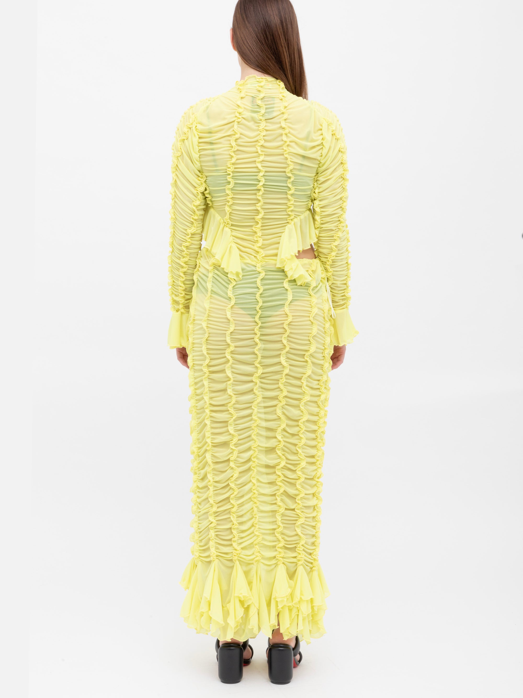 Ester Manas Signature Ruched Dress robe mimosa mesh
