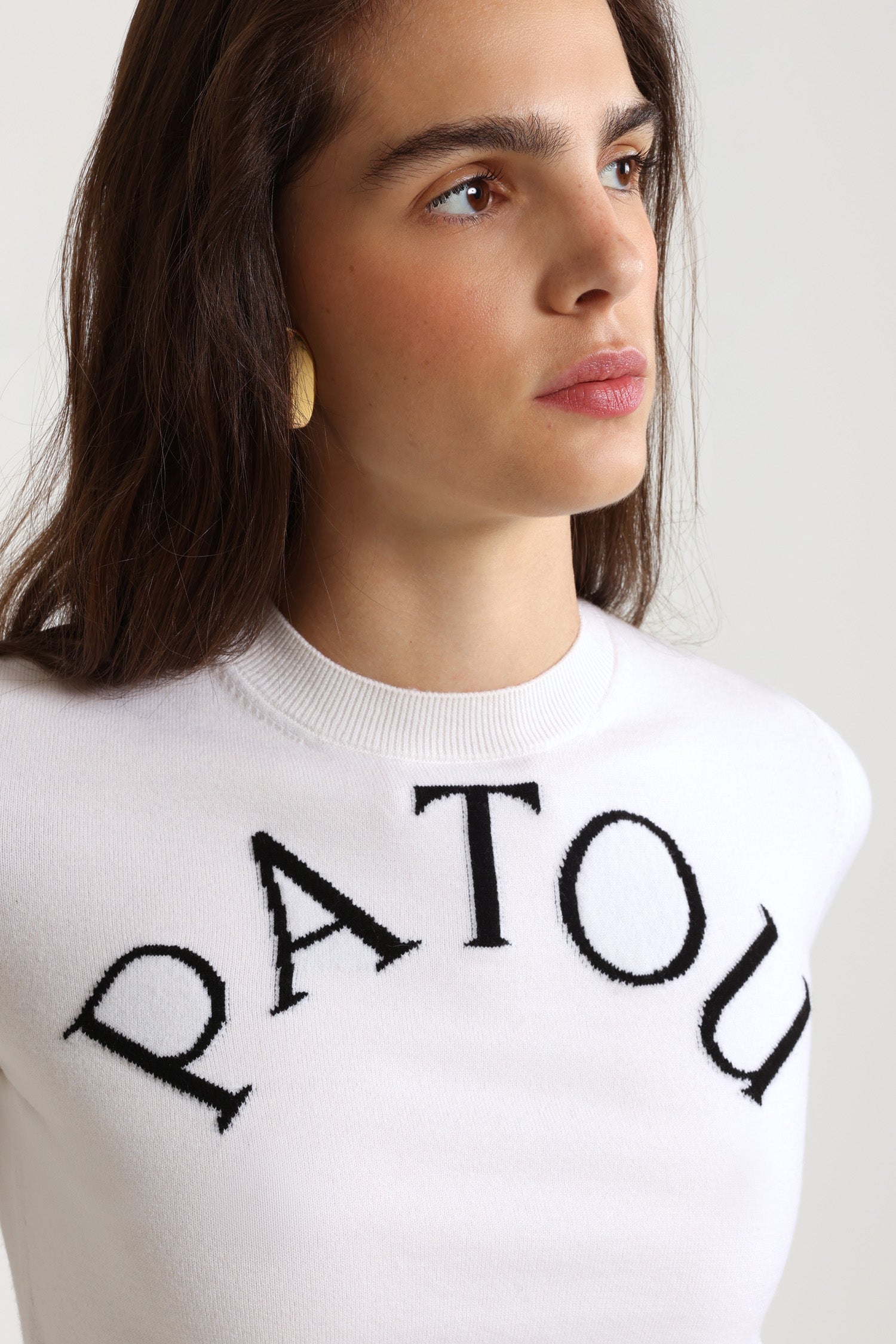 Patou Knitwear top KN222 P25KN222 cropped blanc laine