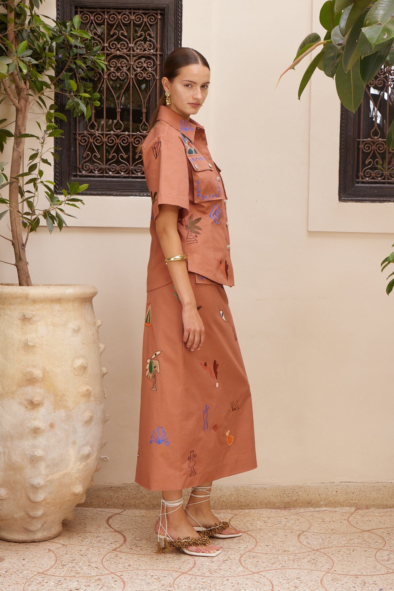 Alemäis Dusty Embroidered Fitted Shirt chemise coton taille 8