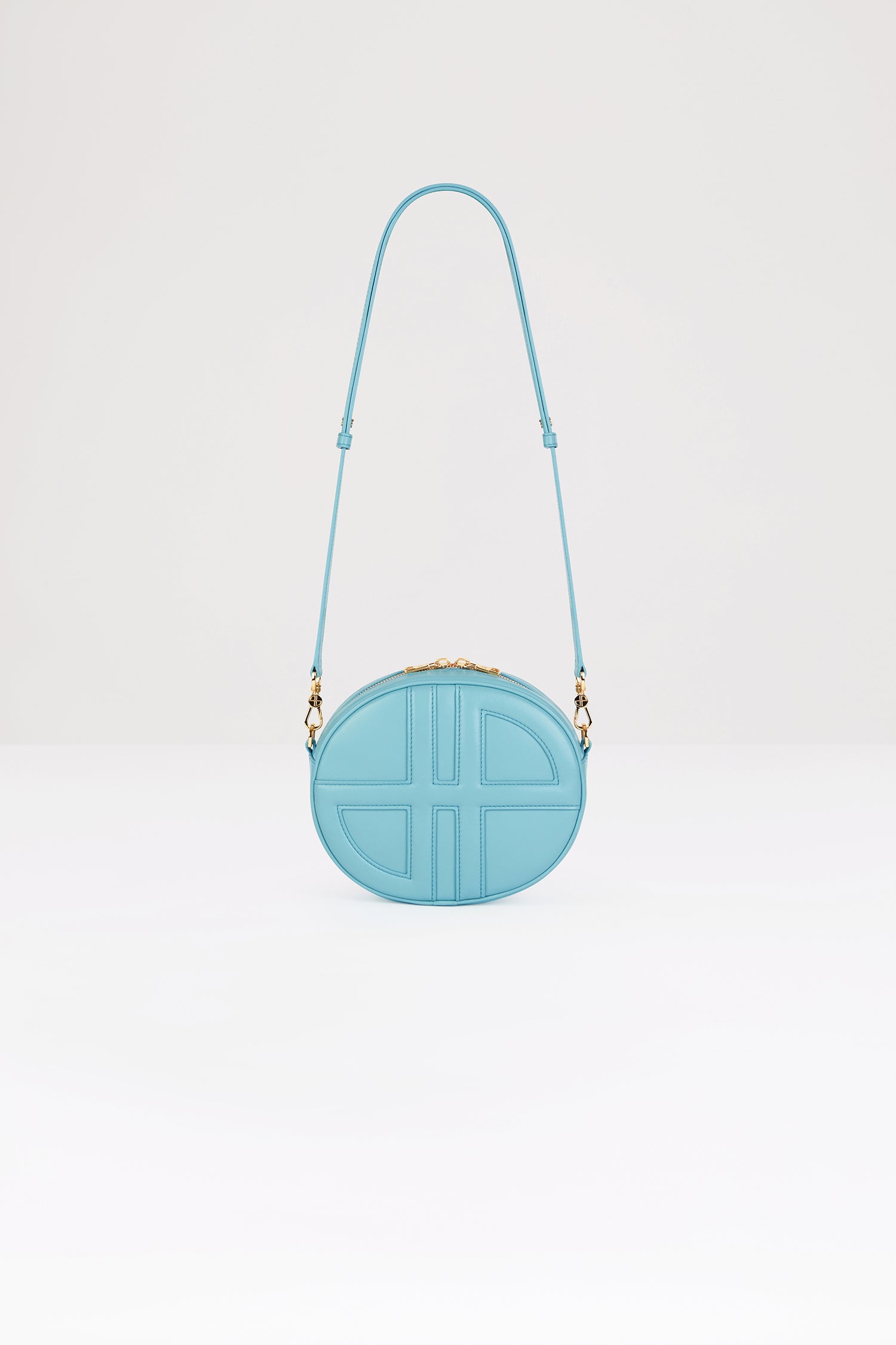 Patou Le JP sac cuir bleu bijou 21 cm bandoulière monogramme