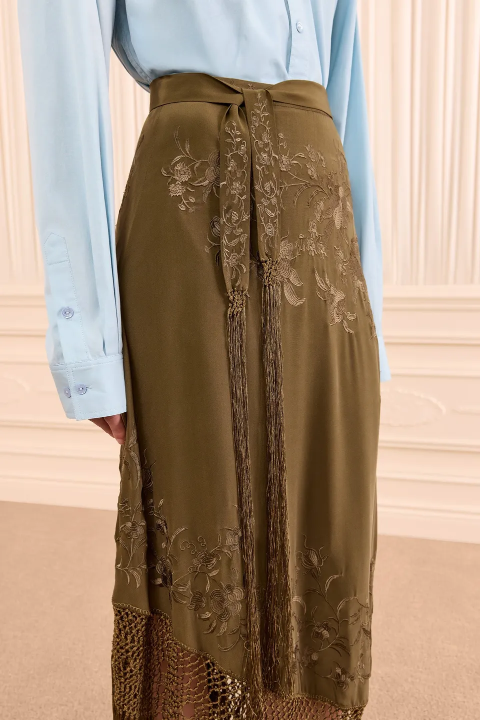 Ulla Johnson Avi foulard soie malachite franges
