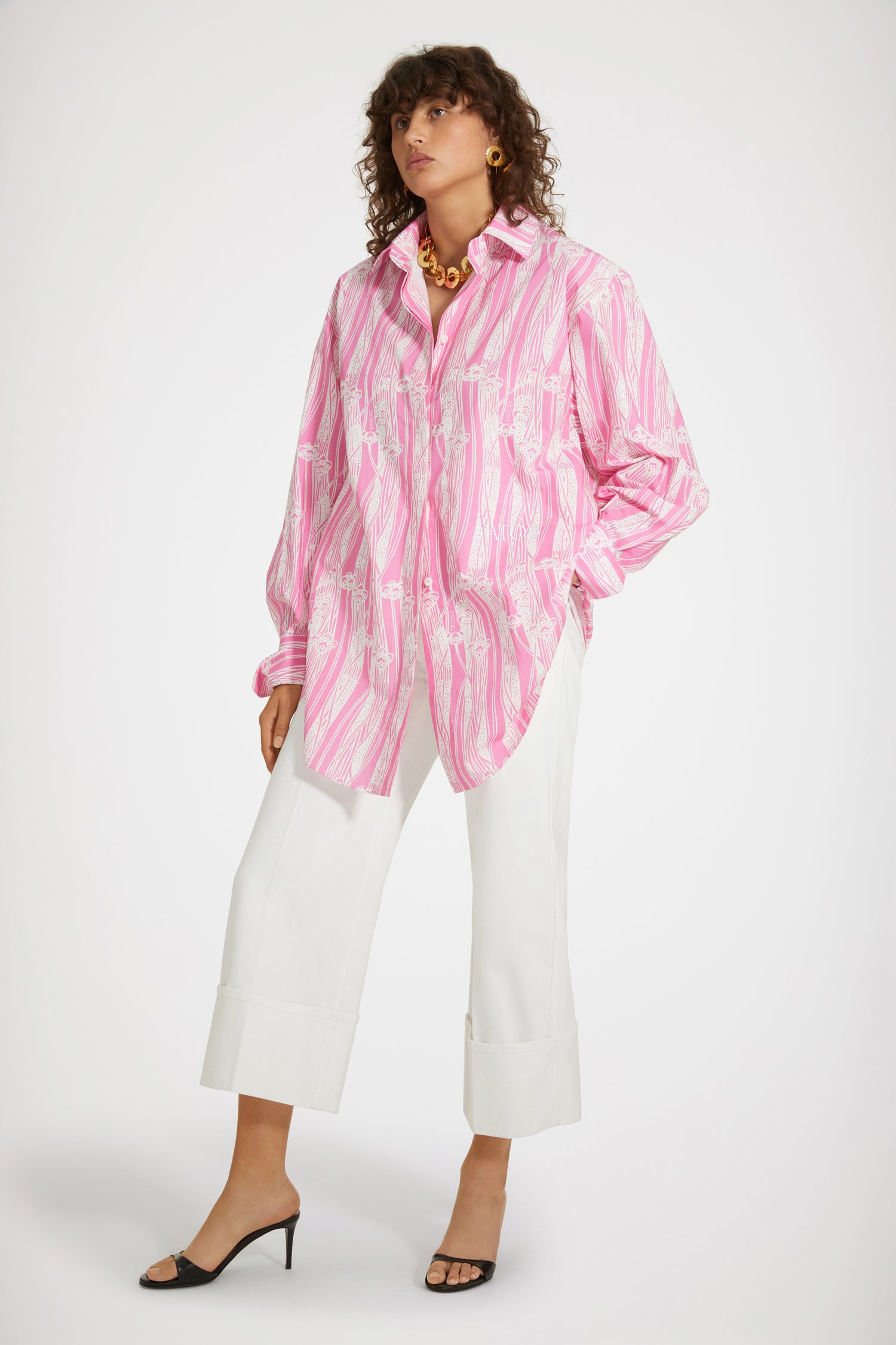Patou DR086 robe chemise rose Art Deco coton bio 38