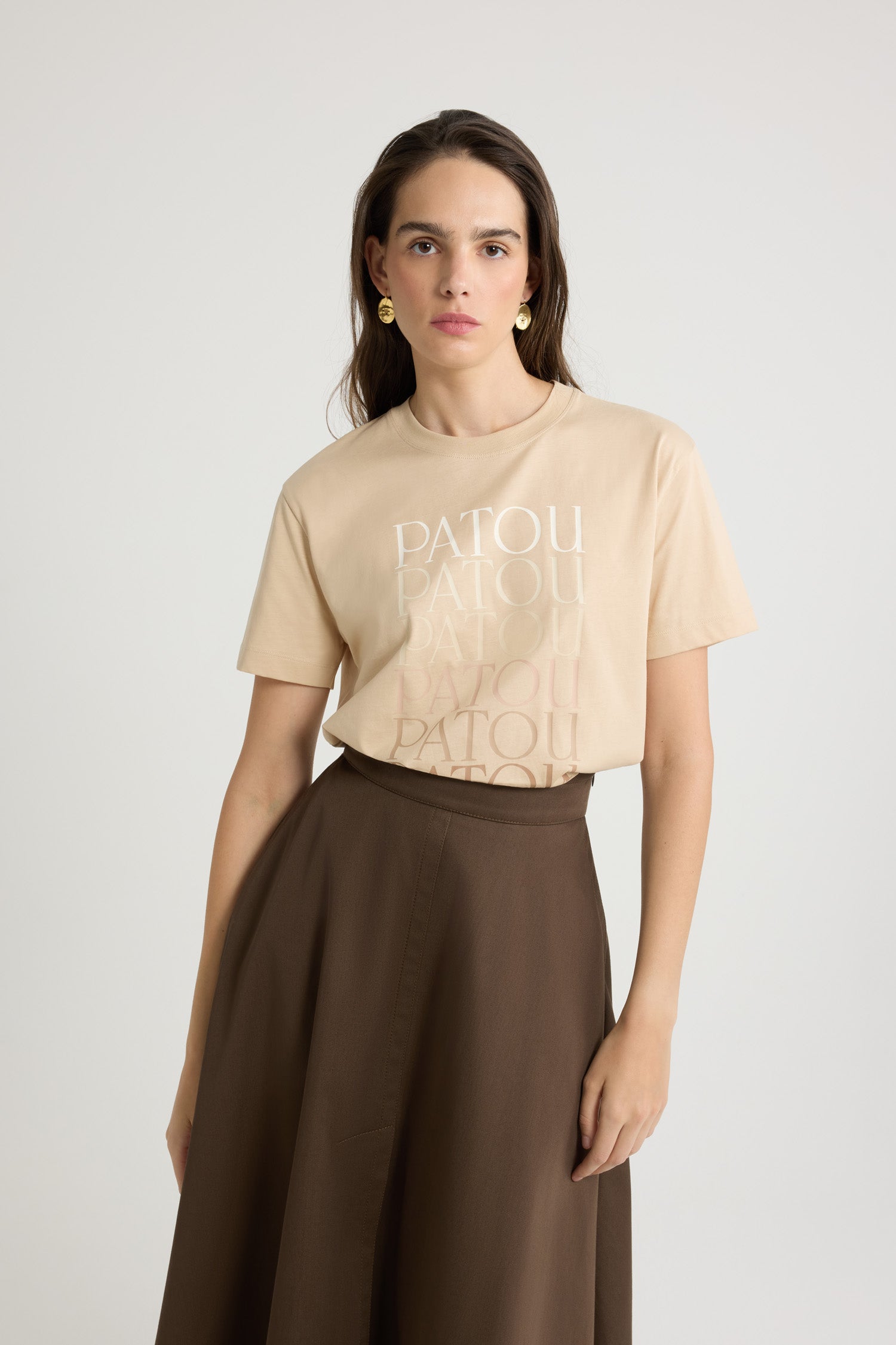 Patou P25JE1129999118P t-shirt logo coton bio praline