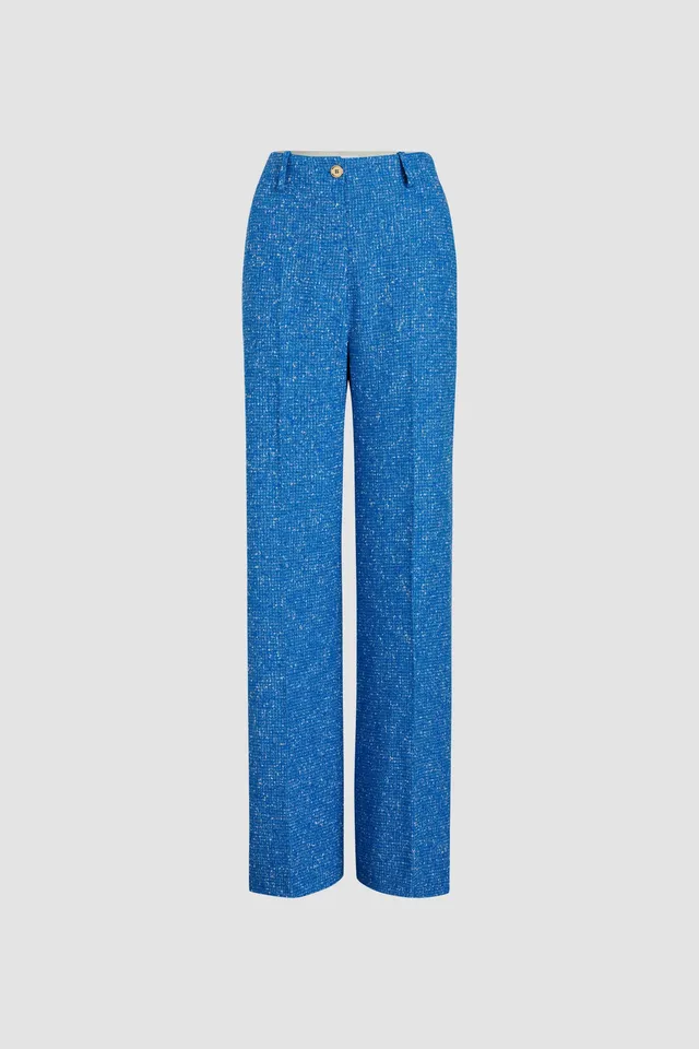 Patou Iconic pantalon tweed laine bleu Victoria