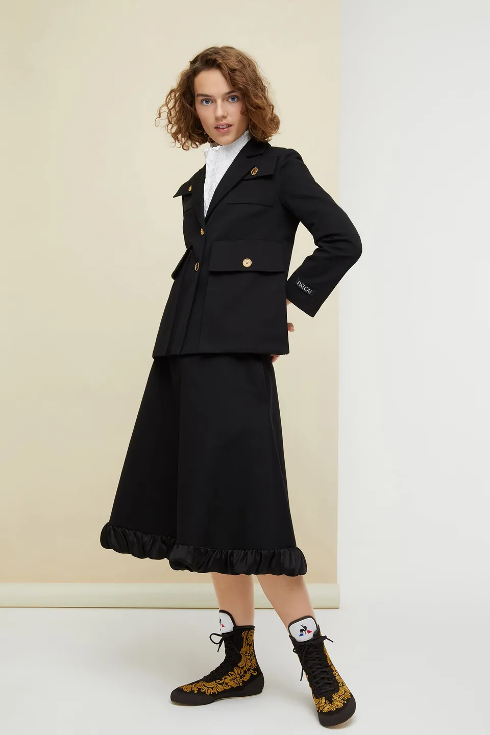 Patou JA005 veste safari cropped noire coton