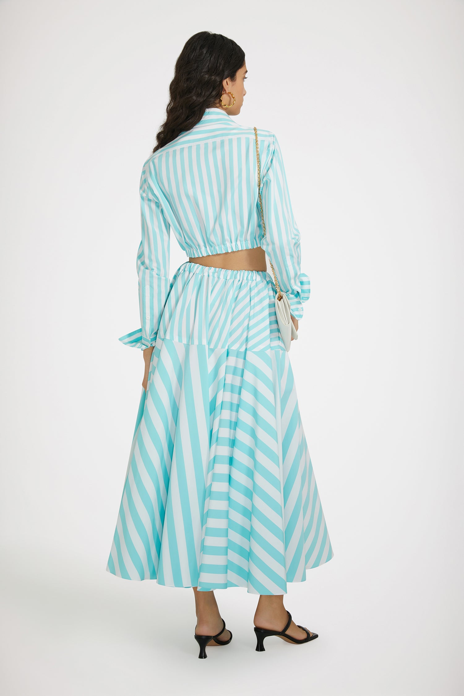 Patou SK058 jupe maxi coton rayures vertes