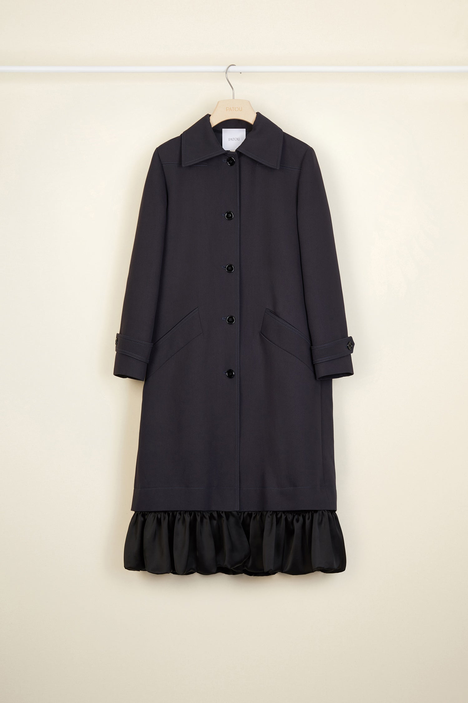 Patou P20CO0040025960A manteau gabardine Storm volant
