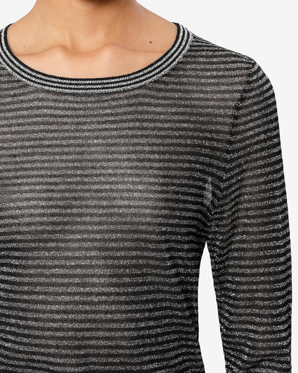 Isabel Marant Cenaya pull noir argenté lurex rayé