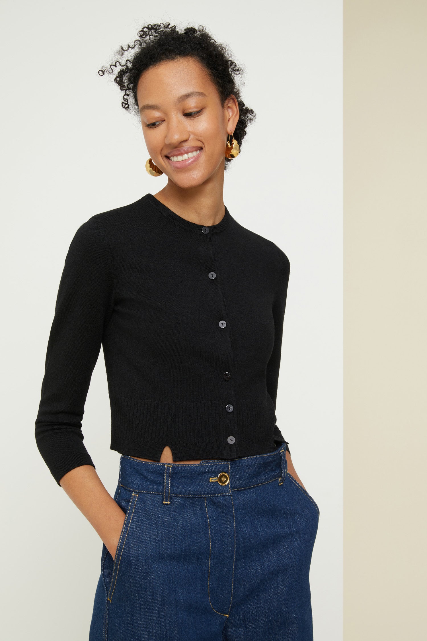 Patou P21KN0368004999B cardigan maille noir col ajoure M