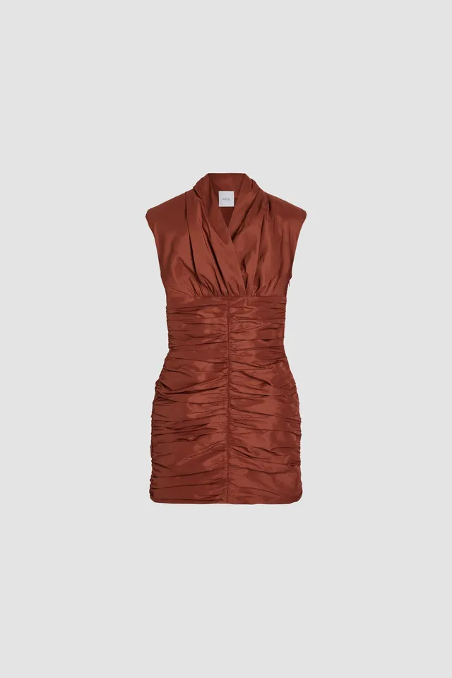 Patou DR148 robe mini dos ouvert faille cannelle
