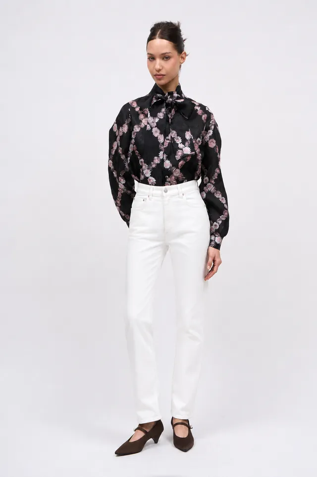 Paul & Joe Tailoring Bogan jean droit taille haute blanc coton