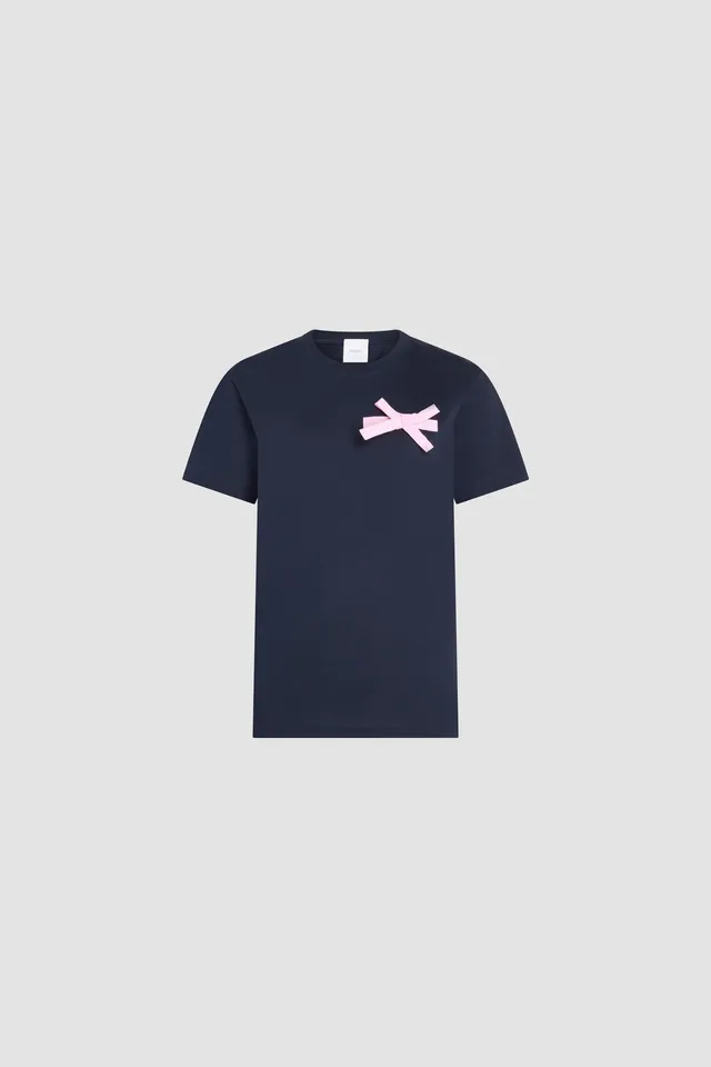 Patou JE185 t-shirt coton bio bleu nœud rose