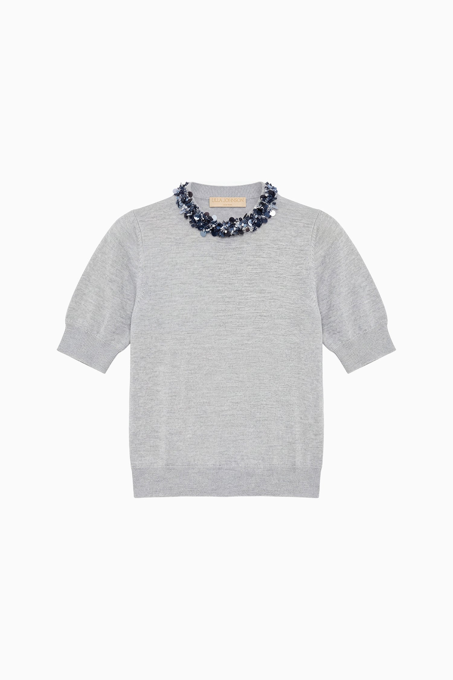 Ulla Johnson Jude top merinos Ash sequins manches courtes