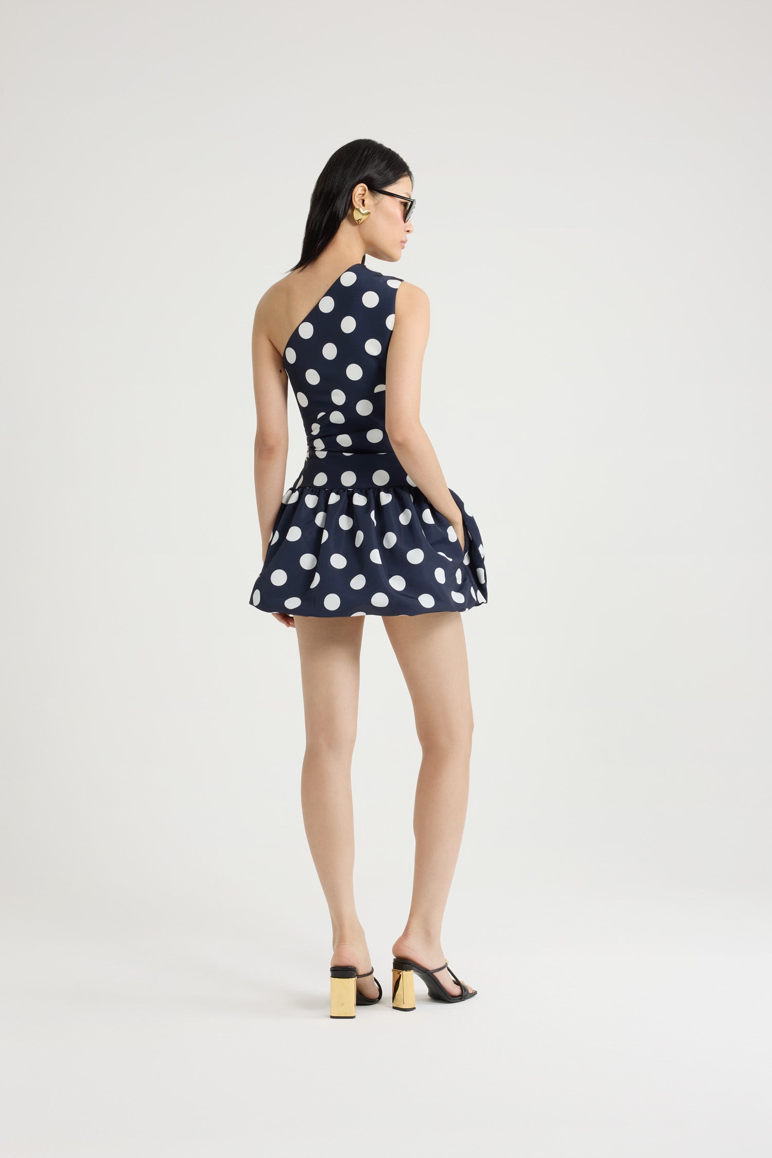 Patou DR171 robe faille Navy Polka Dots mini