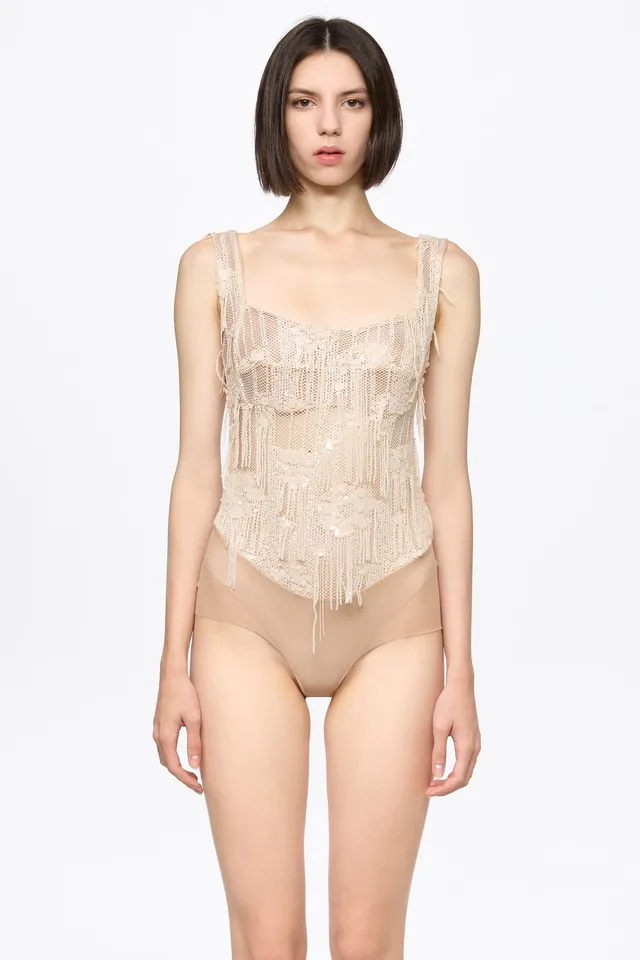 ATU Body Couture body corset sequins vanille taille S