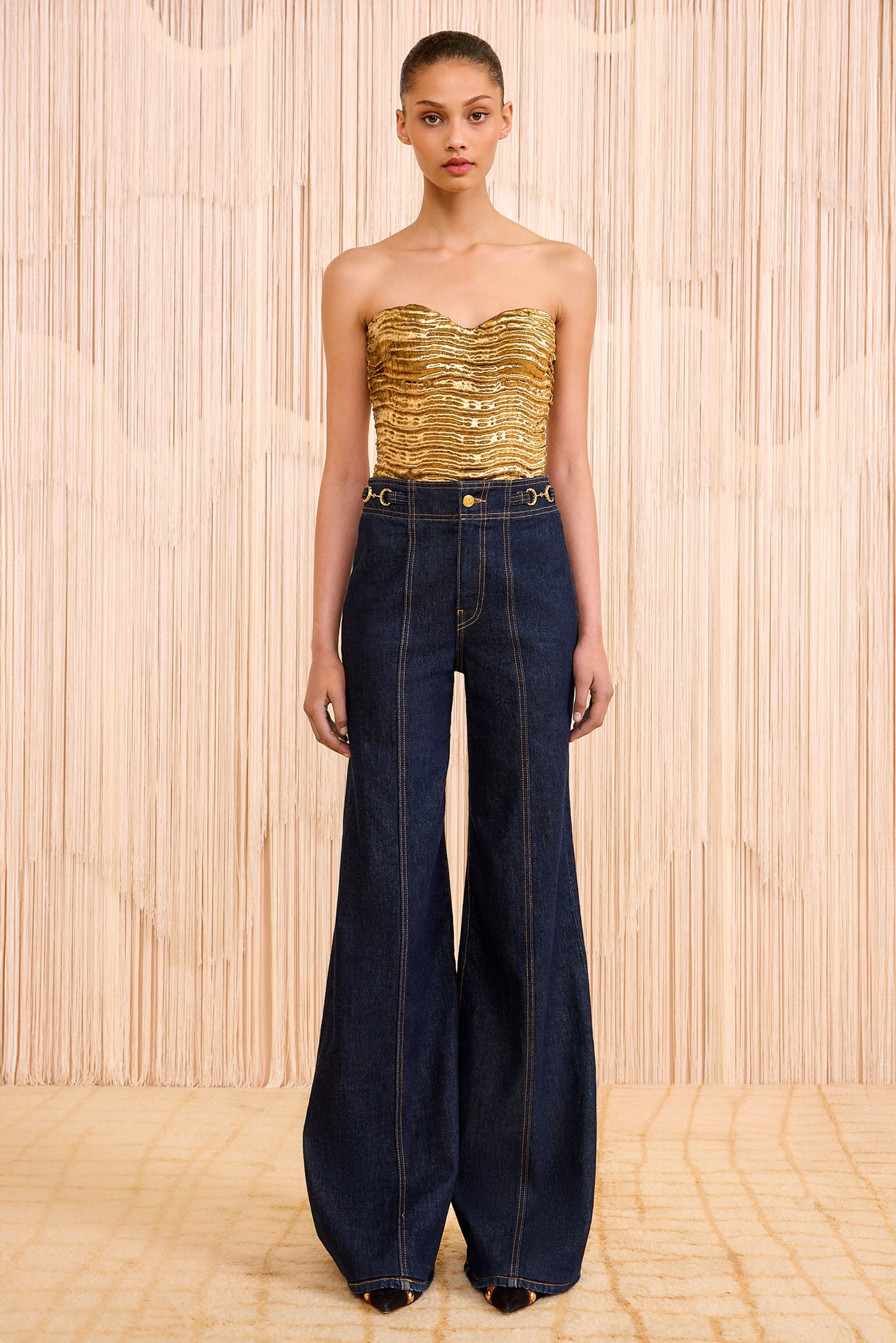 Ulla Johnson Delphine jean Tigris indigo taille haute flare