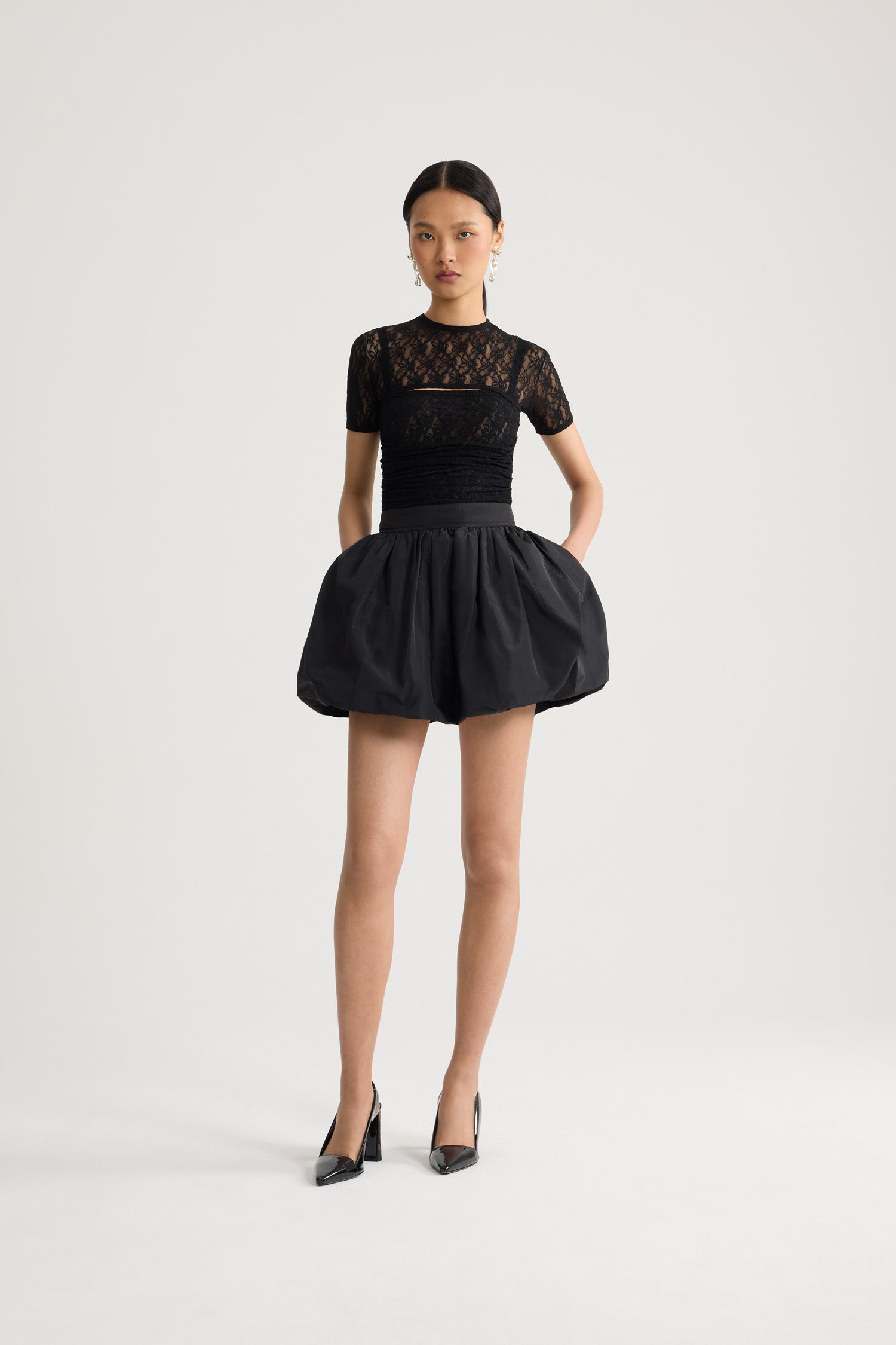 Patou JE242 top twinset dentelle noir