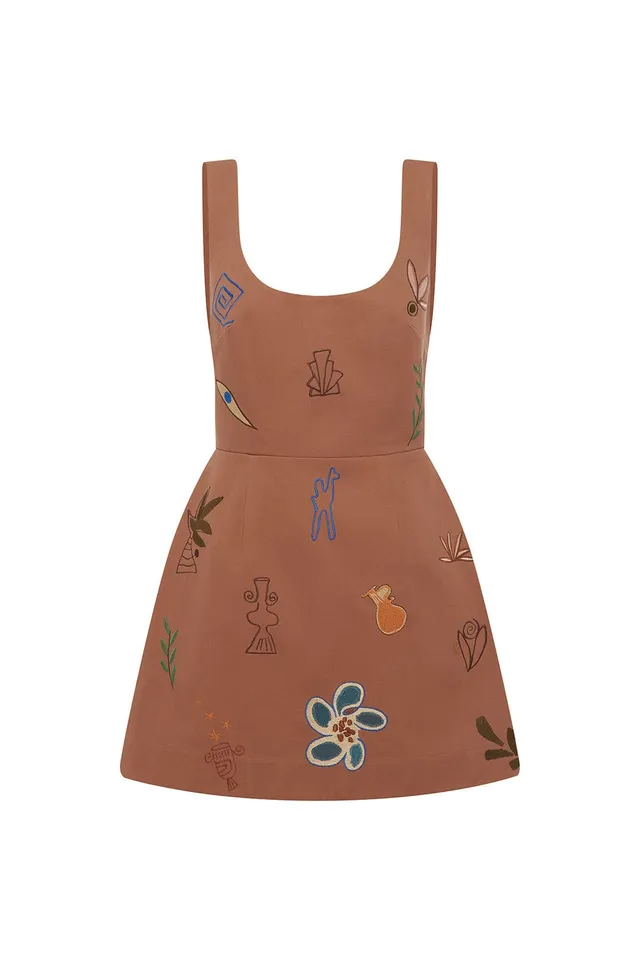 Alemais Dusty Embroidered Mini Dress robe coton