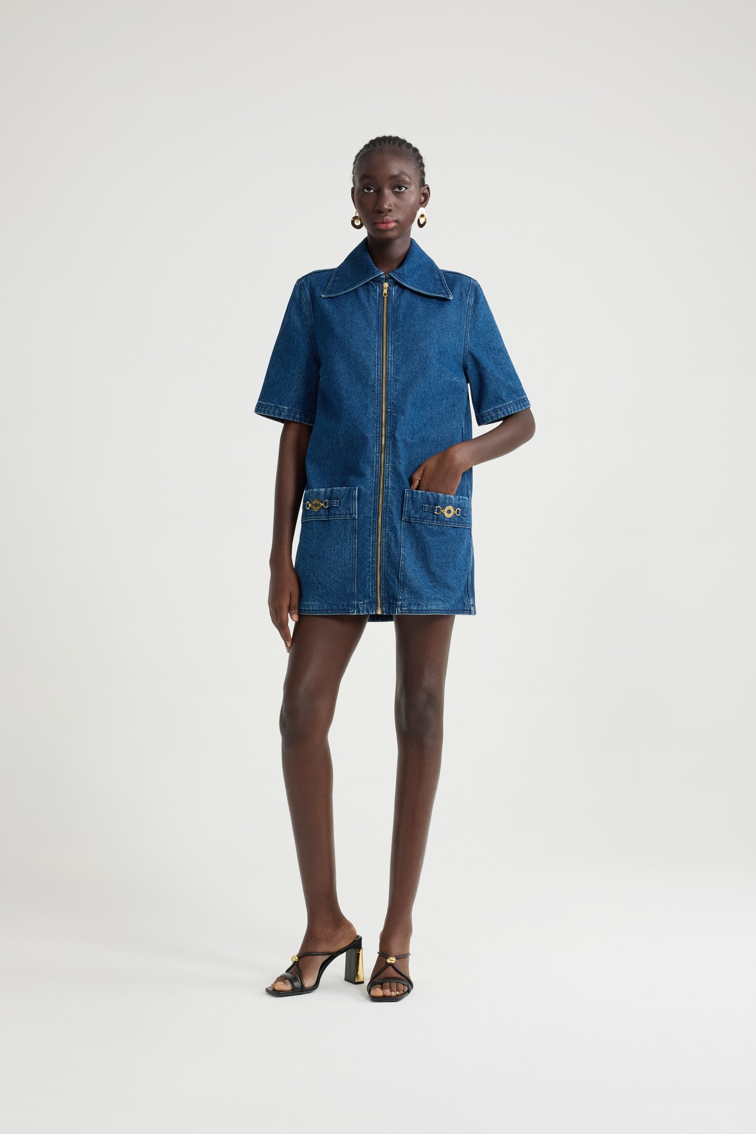 Patou Denim DR170 robe en jean bleu ink mini zippée