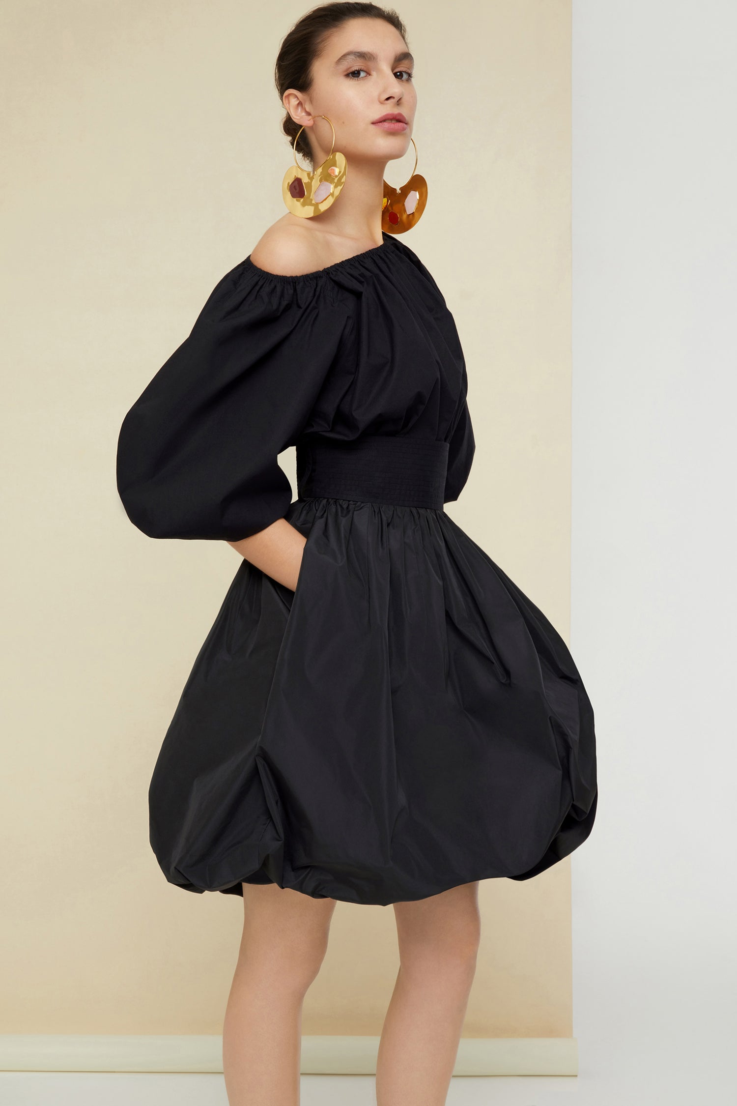 Patou Volume poplin crop top noir coton bio 34-42