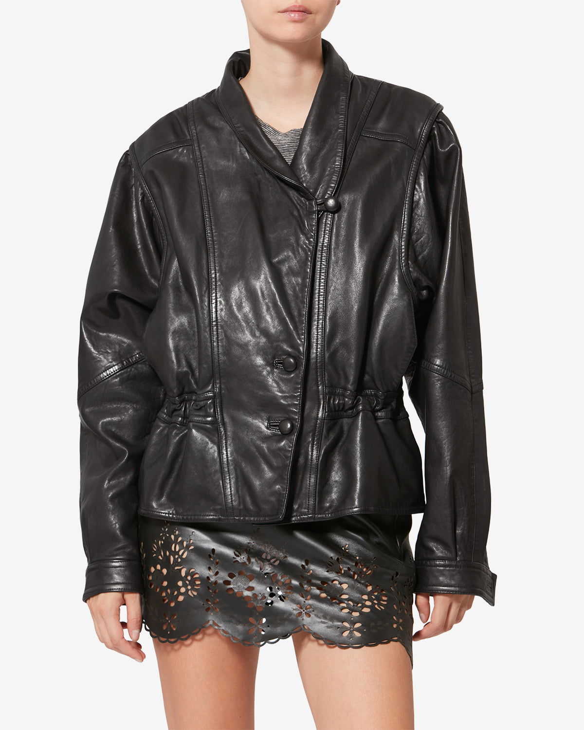 Isabel Marant Tressy veste cuir noir agneau