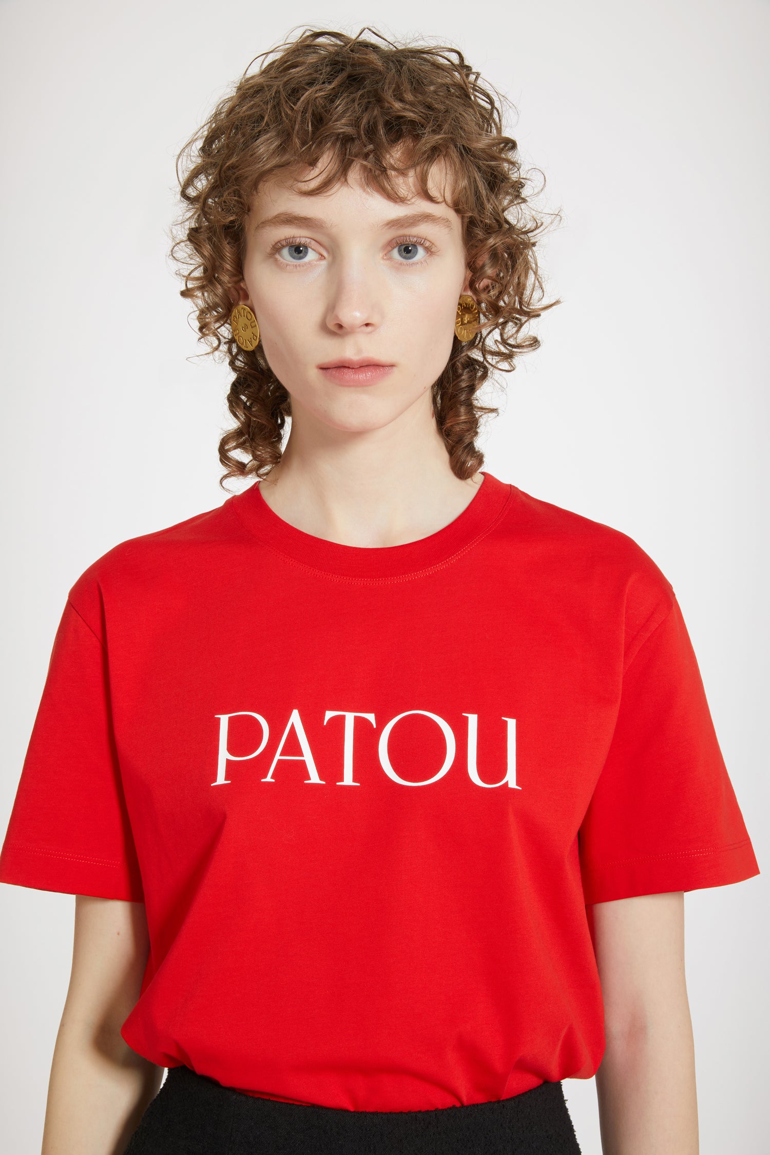 Patou H23JE0299999306R t-shirt logo rouge coton bio