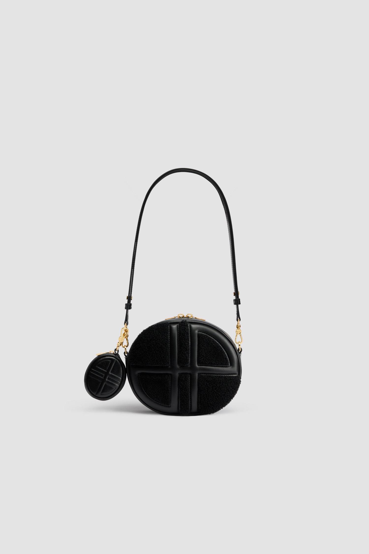 Patou Le JP sac cuir shearling noir 21 cm