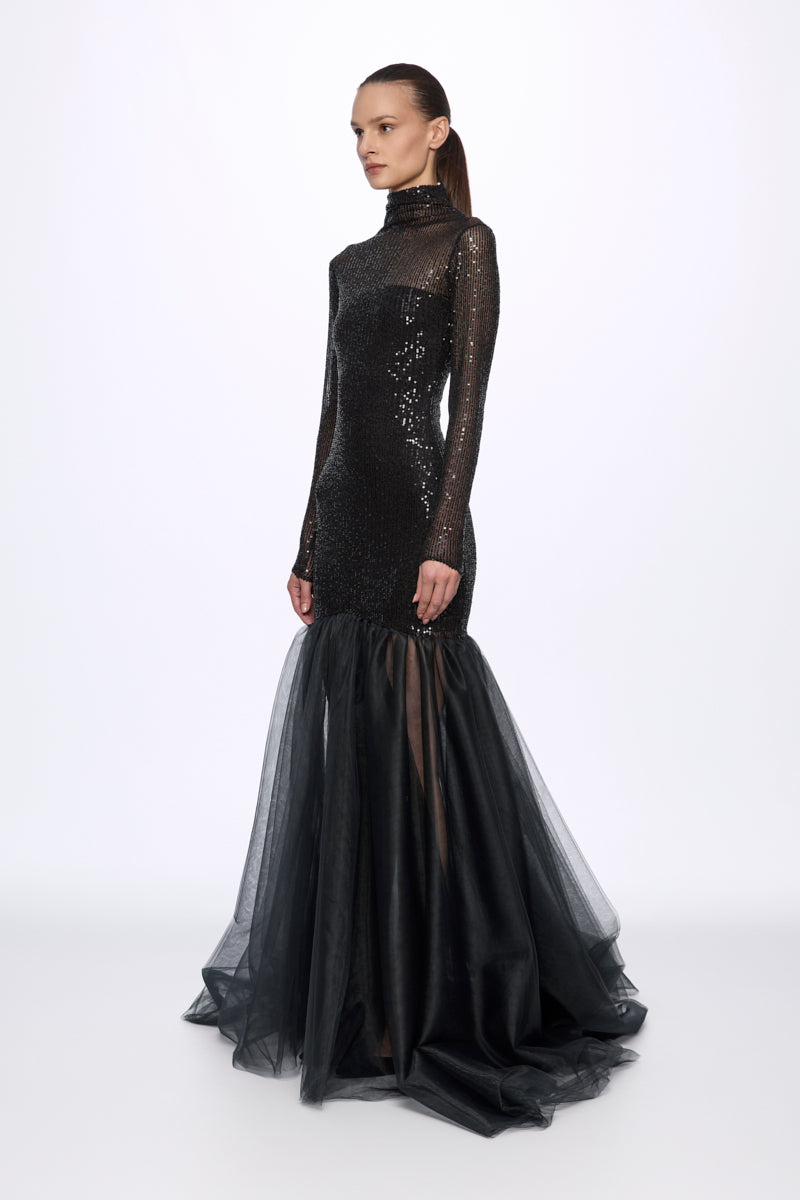 ATU Body Couture Turtleneck robe sequins noire taille S