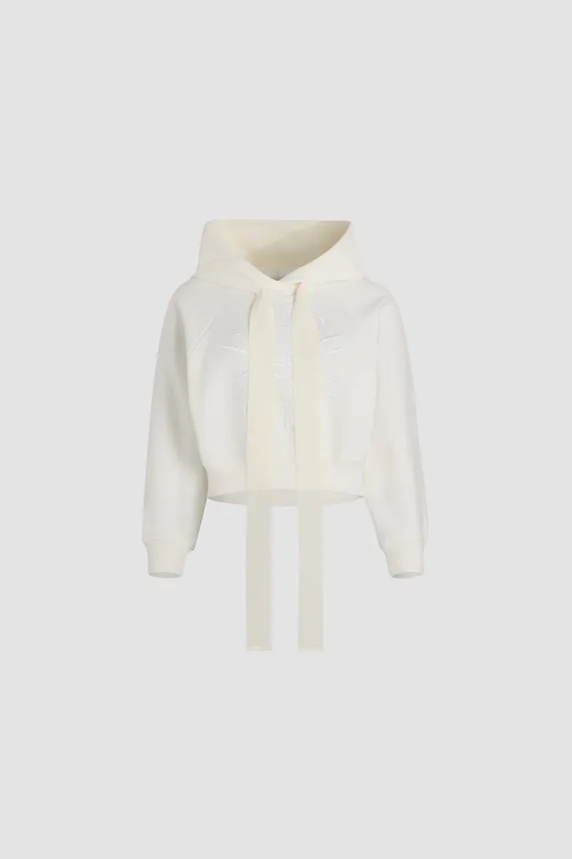 Patou P25JE0699985001W hoodie blanc médaillon coton bio XXL