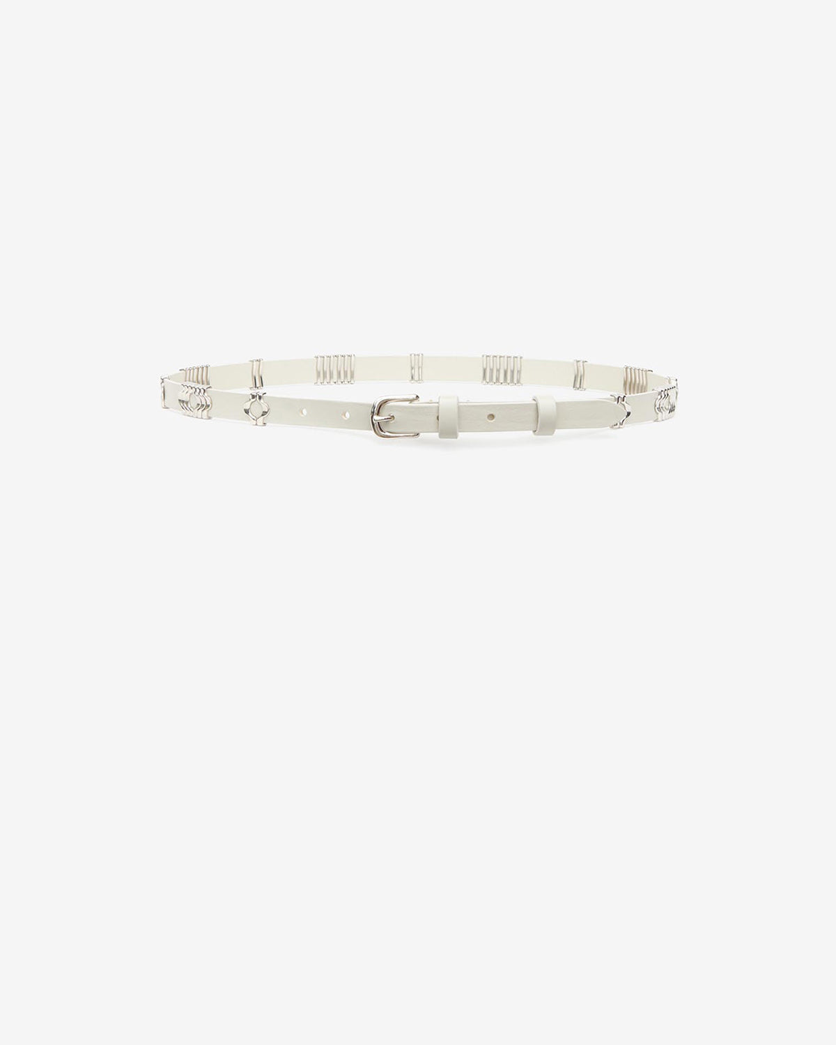 Isabel Marant Odena ceinture cuir écru-argenté 1,5 cm