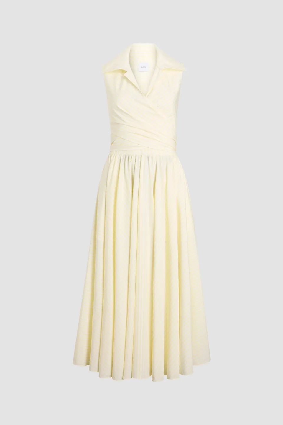 Patou DR223 robe midi coton jaune rayée drapée