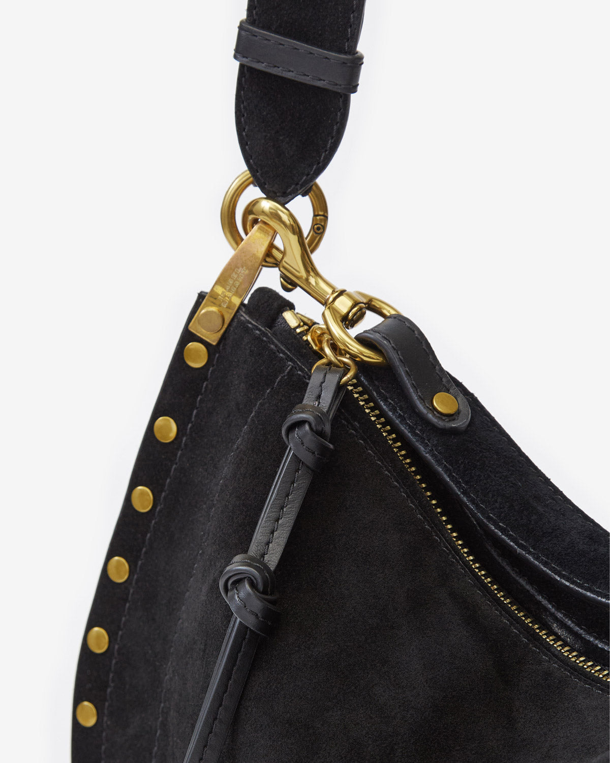 Isabel Marant Oskan Soft Zip sac cuir velours noir