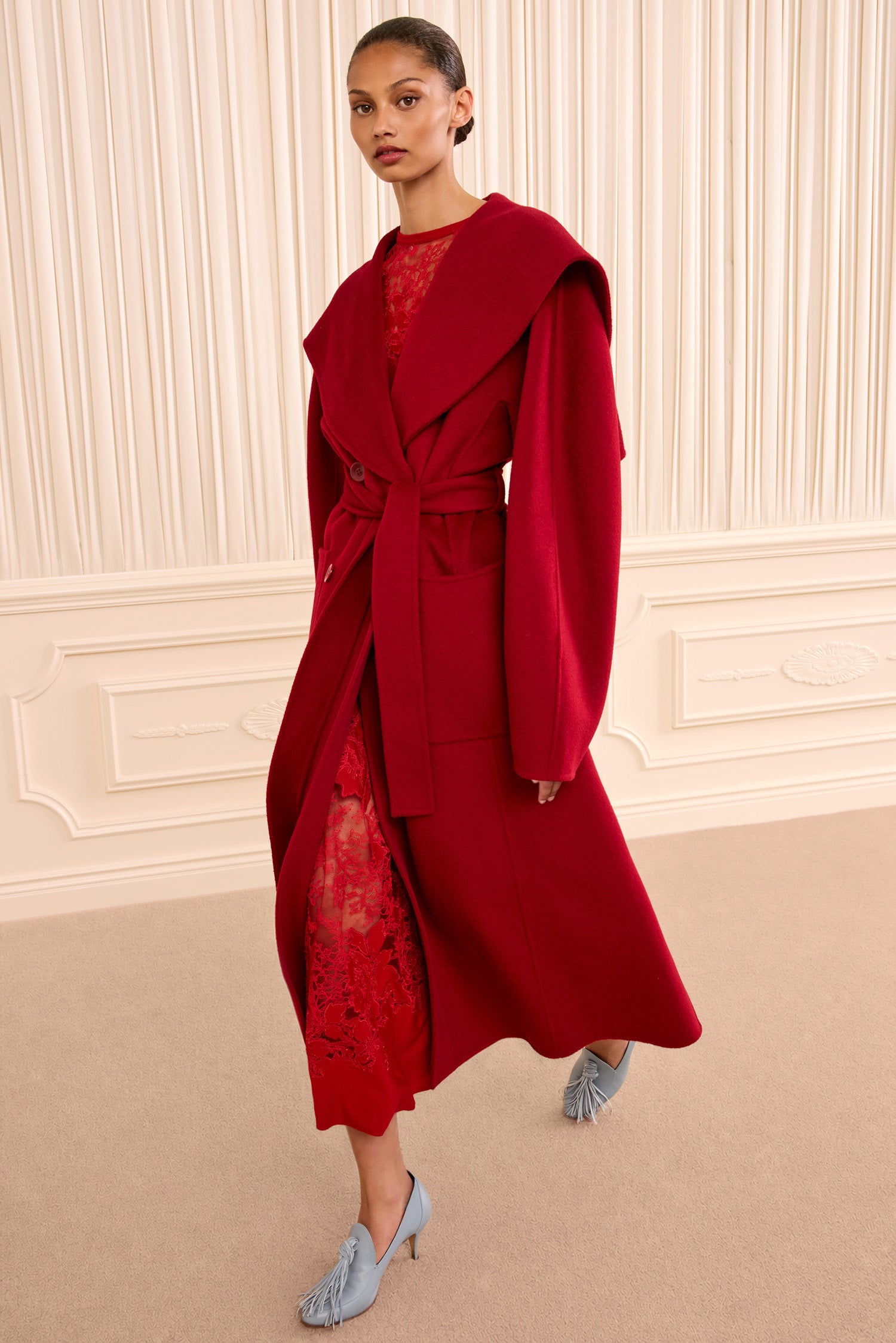 Ulla Johnson Rory manteau laine Cerise long ceinture