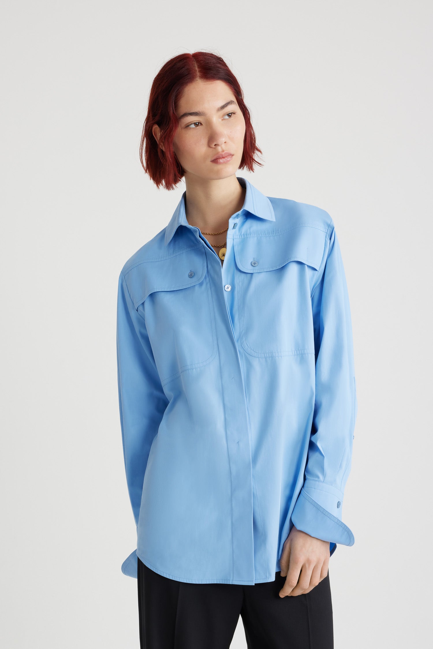 Patou Safari H24BL035 chemise coton bio bleu Airy Blue