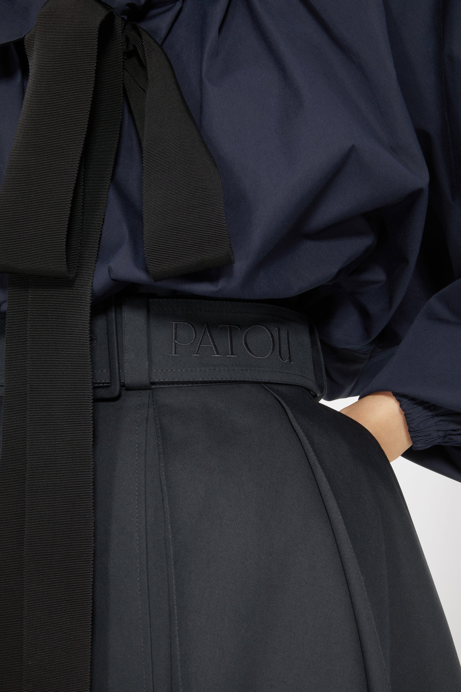 Patou SK033 jupe longue plissée coton bleu nuit
