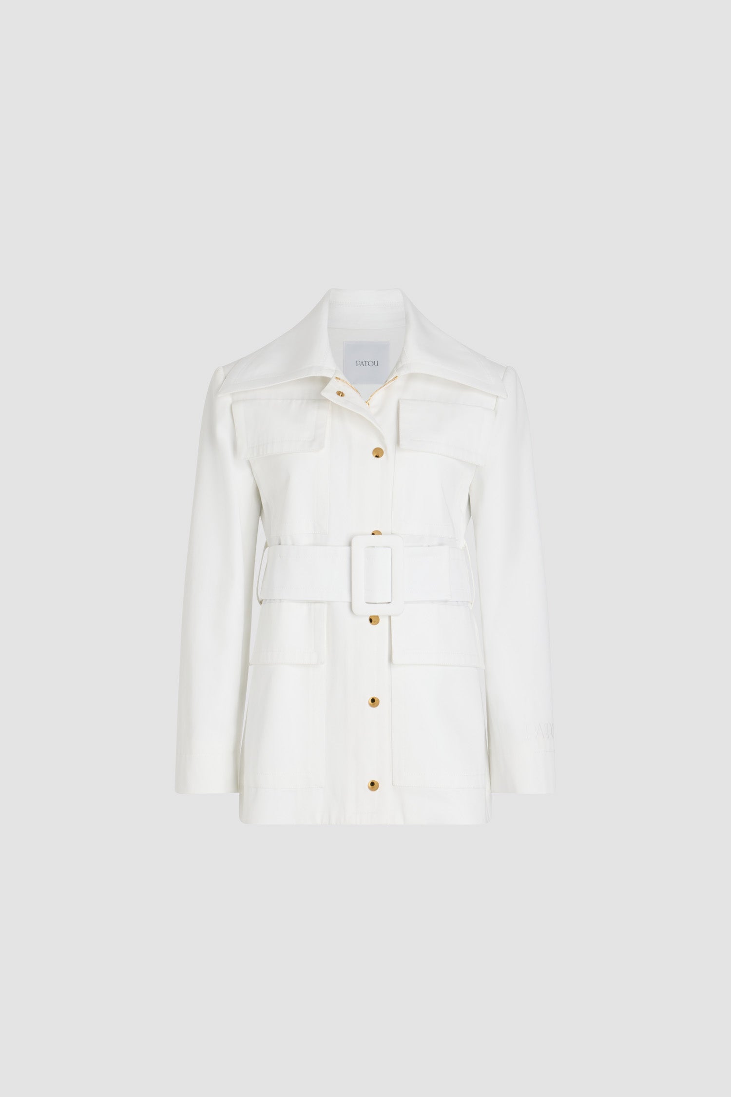 Patou OU034 parka safari blanche coton bio ceinture