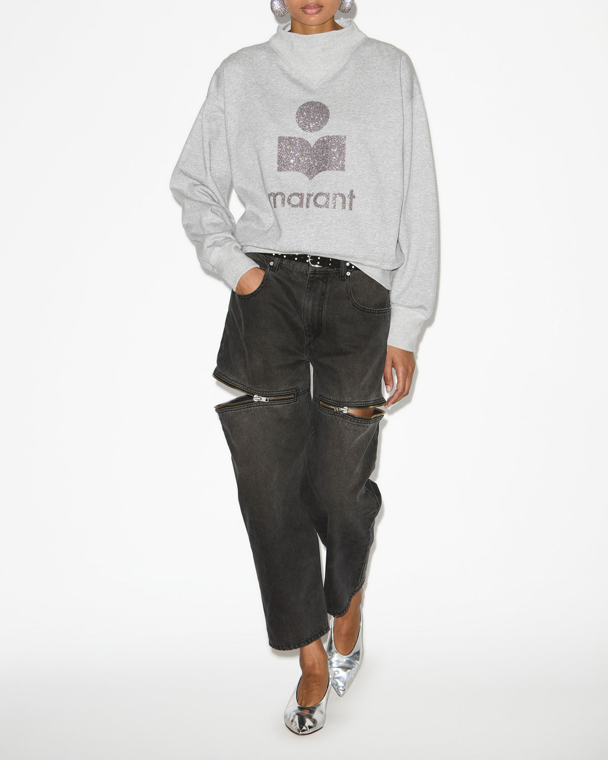 Isabel Marant Moby Sweatshirt Coton Gris-Argenté