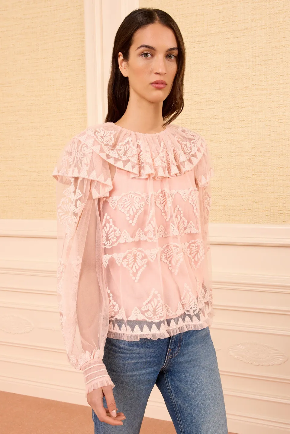 Ulla Johnson Ivy blouse tulle rose Blush