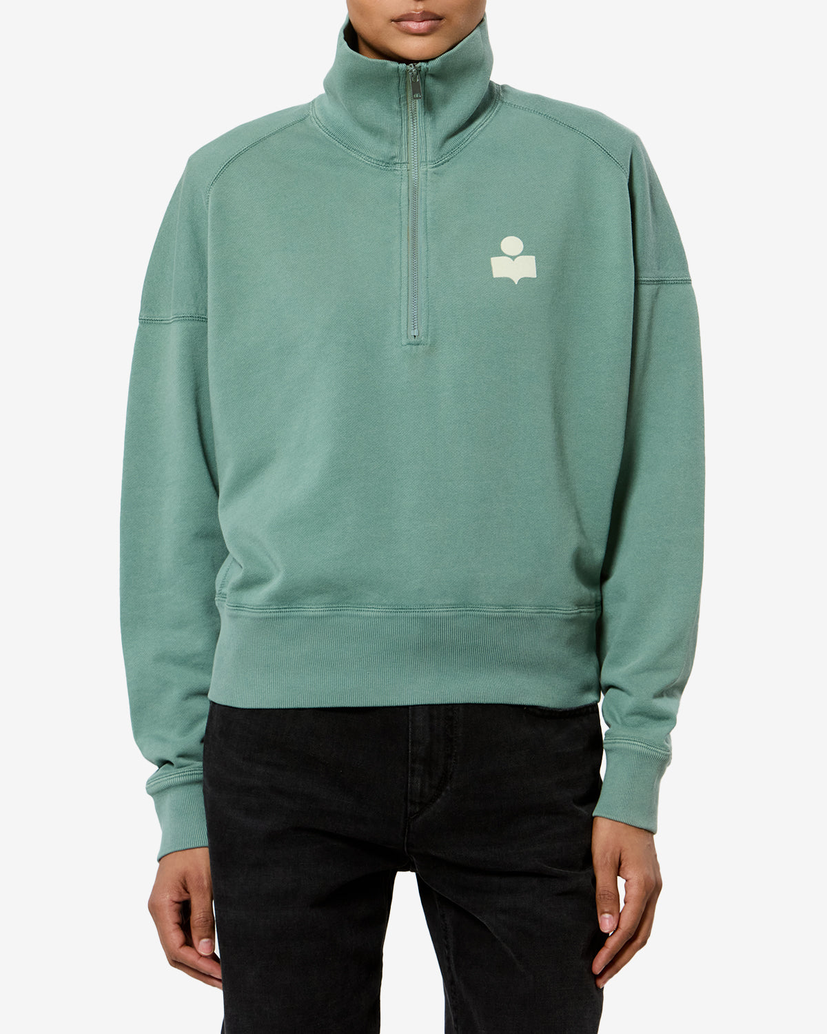 Isabel Marant Ross SW0093FA sweatshirt sauge écru coton