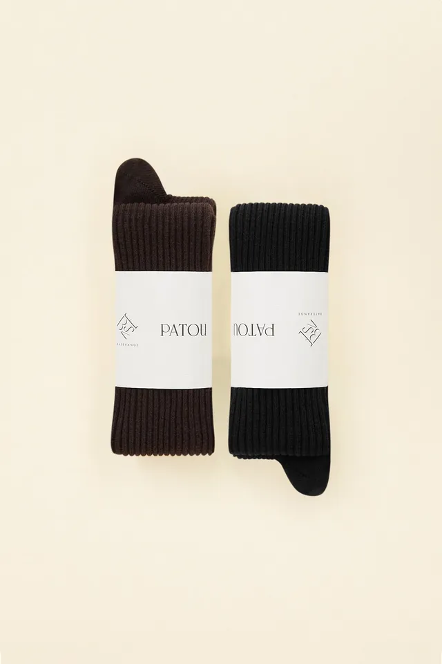 Patou Accessories chaussettes AC0220100999B coton bio noires x2