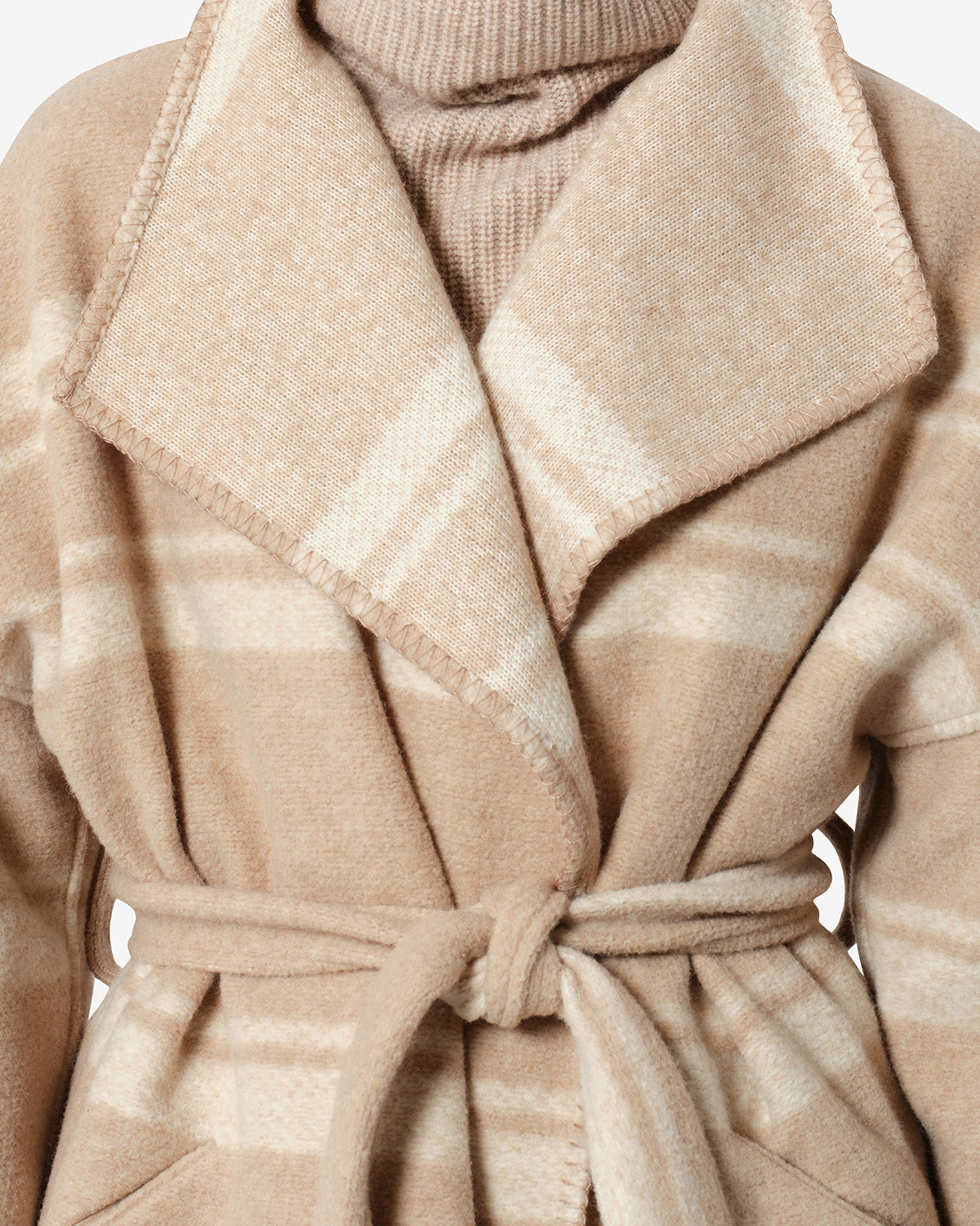 Isabel Marant Brea MA0574FA Manteau sable laine carreaux