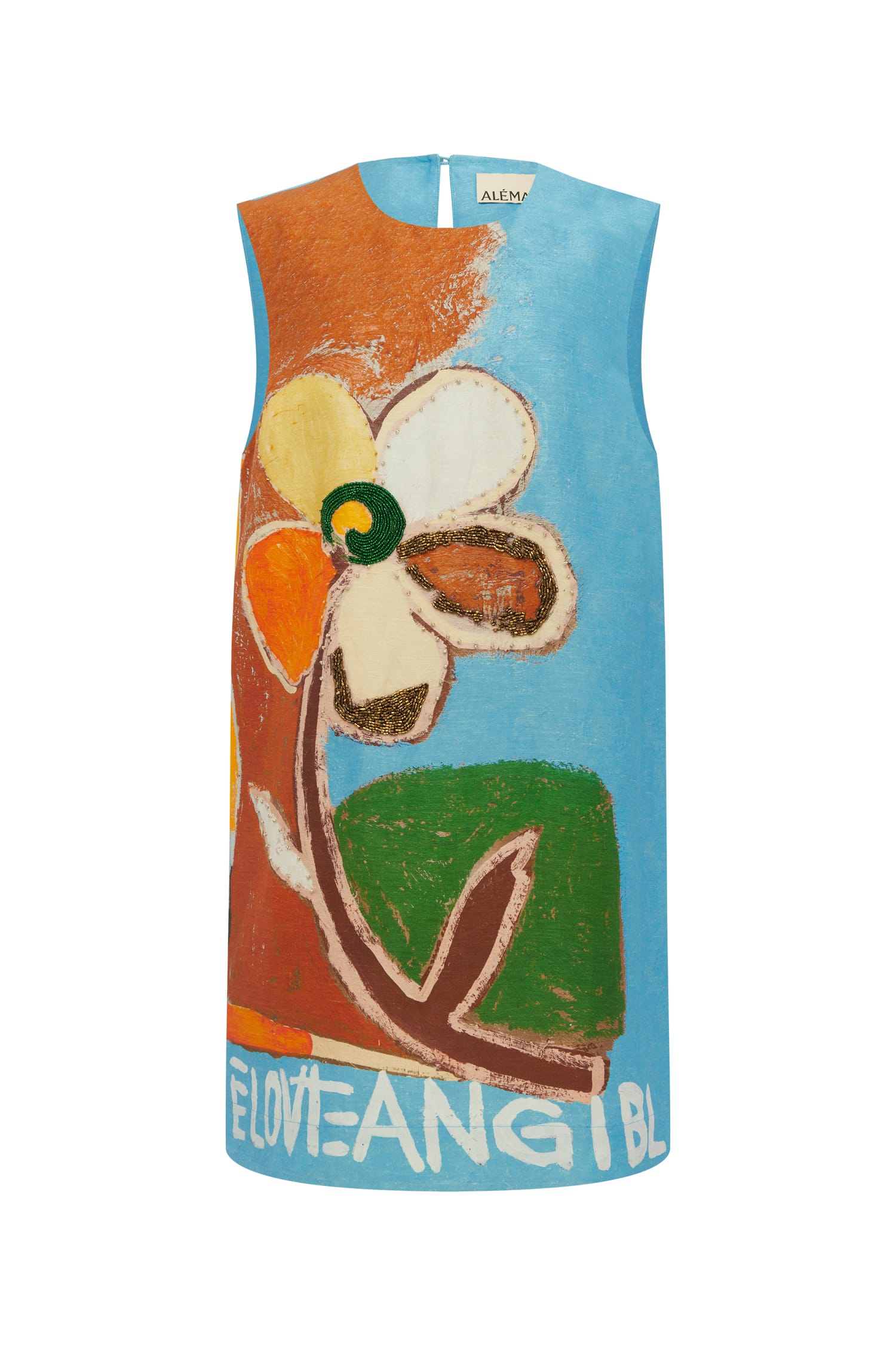 Alemaïs Lenny Embellished Mini Dress robe mini lin taille 8