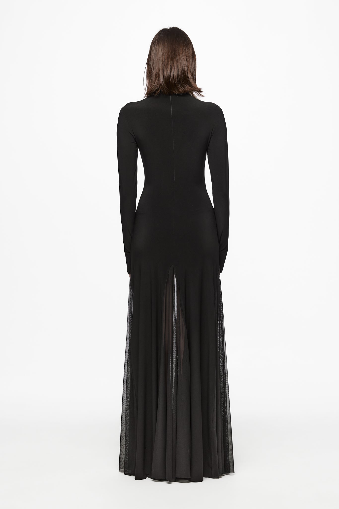 ATU Body Couture robe maxi noire tulle manches longues