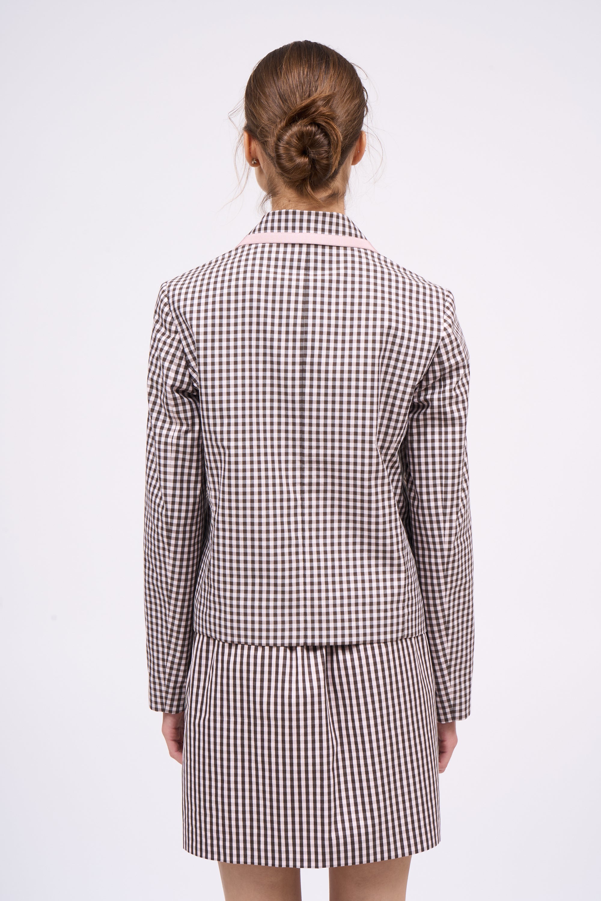 Paul & Joe Mona veste courte coton vichy marron rose
